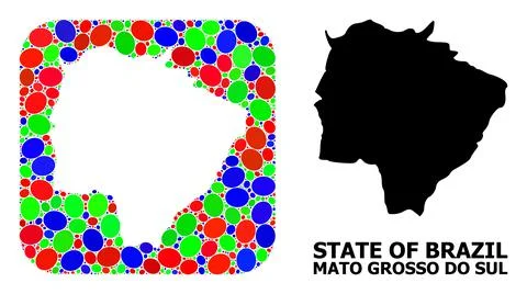 Mosaic Stencil and Solid Map of Mato Grosso Do Sul State Stock Illustration