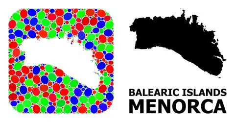 Mosaic Stencil and Solid Map of Menorca Island Stock Illustration