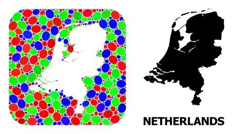 Mosaic Stencil and Solid Map of Netherlands Stock Illustration
