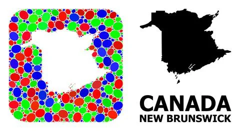 Mosaic Stencil and Solid Map of New Brunswick Province Stock Illustration