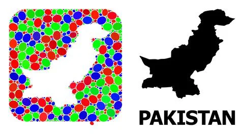 Mosaic Stencil and Solid Map of Pakistan Stock Illustration
