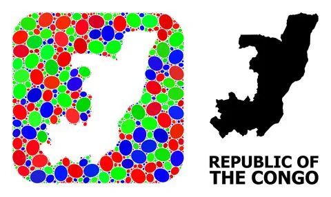 Mosaic Stencil and Solid Map of Republic of the Congo Stock Illustration