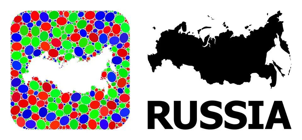 Mosaic Stencil and Solid Map of Russia Stock Illustration