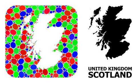 Mosaic Stencil and Solid Map of Scotland Illustrazione stock