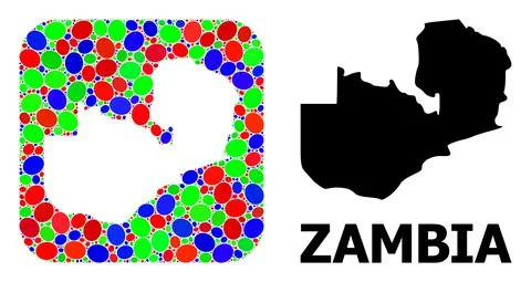 Mosaic Stencil and Solid Map of Zambia Illustrazione stock
