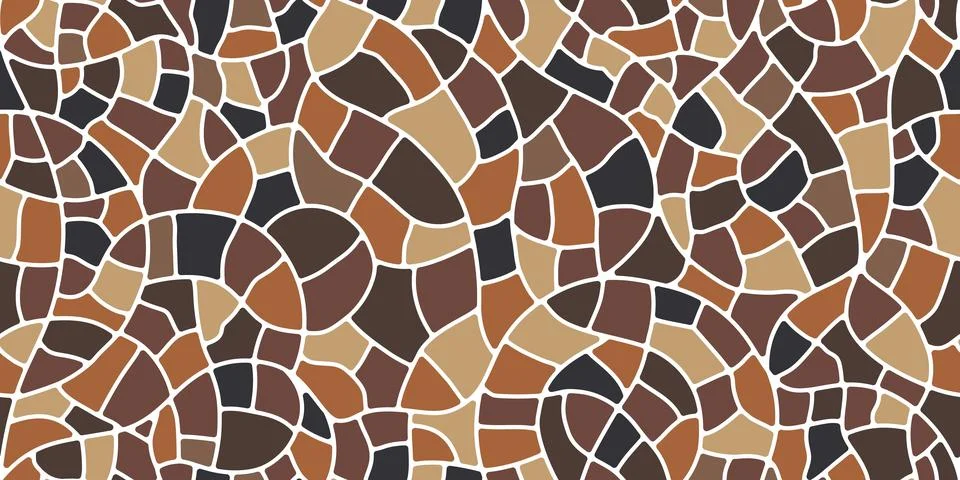 Mosaic stone tile pattern, brown paving floor Stock Illustration