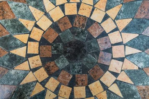 Mosaic Stone Tile Table Top Pattern . Stock Photos