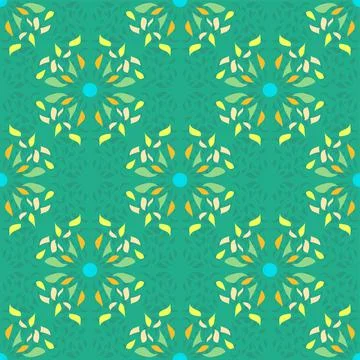 Mosaic Style Abstract Repeat Pattern In Yellow, Orange And Green 스톡 일러스트