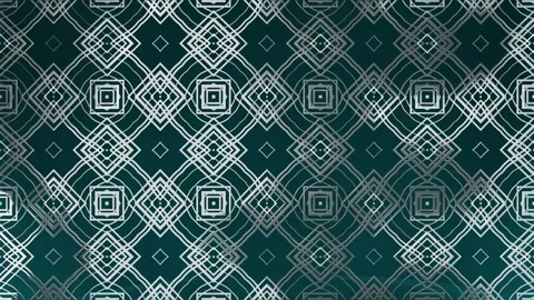 Mosaic style background. Arabic-style pattern with silver lines over green Video stock 241383683