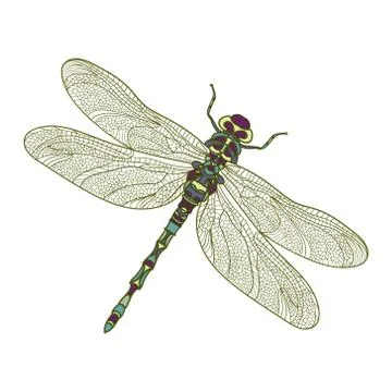 Mosaic stylized dragonfly. Stock Illustration