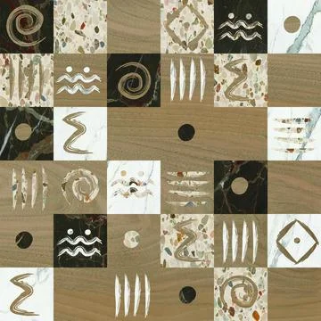 Mosaic texture, marble floor seen through kaleidoscope. Digital art design... Stock Photos