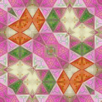 Mosaic texture tile effect, kaleidoscope background polygonal carpet ornament イラスト素材