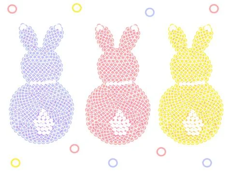 Mosaic of three Easter rabbits Stock Illustration