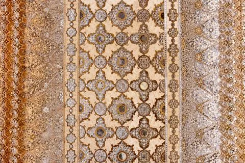 Mosaic tile ceramic decoration of ceiling in Jaipur India. Stock Photos