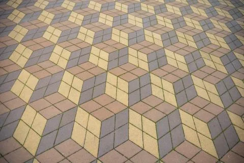 Mosaic Tile in Cube Pattern 写真素材