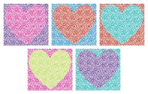 Mosaic tile hearts in vector format. Illustrazione stock