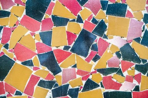 Mosaic Tile Texture Background with Geometric Ceramic Pieces Stock Photos