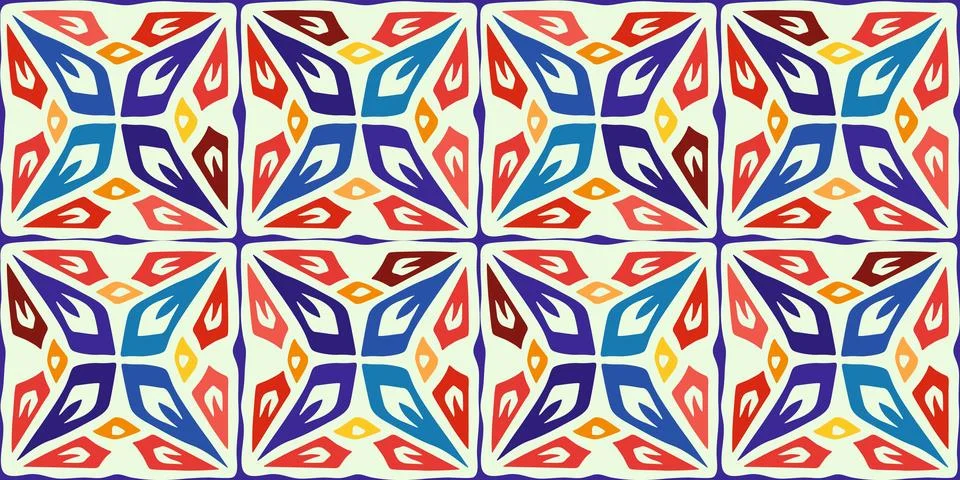 Mosaic tile wallpaper, seamless pattern. Vector Stock Illustration