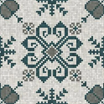 Mosaic tiles background, seamless vector pattern Illustrazione stock