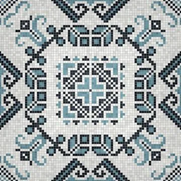 Mosaic tiles background, seamless vector pattern イラスト素材