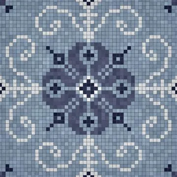 Mosaic tiles background, seamless vector pattern Illustrazione stock