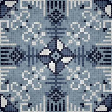 Mosaic tiles background, seamless vector pattern Illustrazione stock