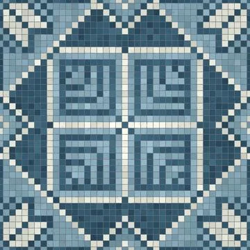 Mosaic tiles background, seamless vector pattern Stock Illustration