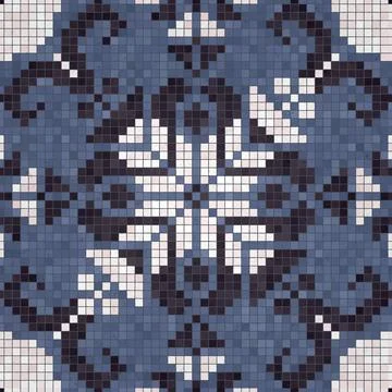 Mosaic tiles background, seamless vector pattern Illustrazione stock