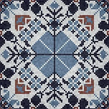 Mosaic tiles background, seamless vector pattern Illustrazione stock