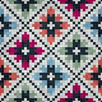 Mosaic tiles background, seamless vector pattern 스톡 사진