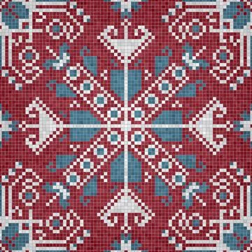 Mosaic tiles background, seamless vector pattern 스톡 사진