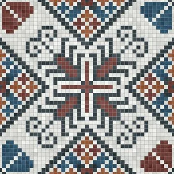 Mosaic tiles background, seamless vector pattern Foto stock