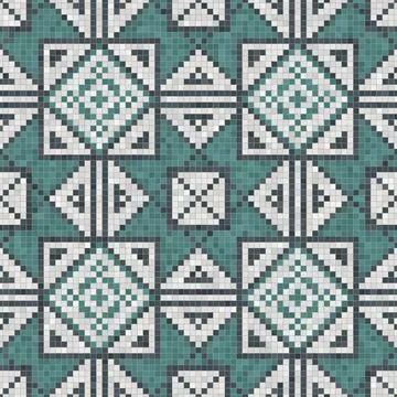Mosaic tiles background, seamless vector pattern 스톡 사진
