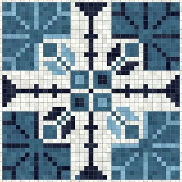 Mosaic tiles background, seamless vector pattern 스톡 사진