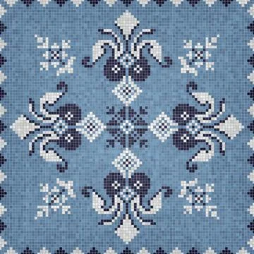 Mosaic tiles background, seamless vector pattern 스톡 사진