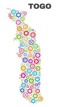 Mosaic Togo Map of Cogwheel Elements Stock Illustration