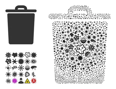 Mosaic Trash Bin Icon of Infectious Viruses Illustrazione stock