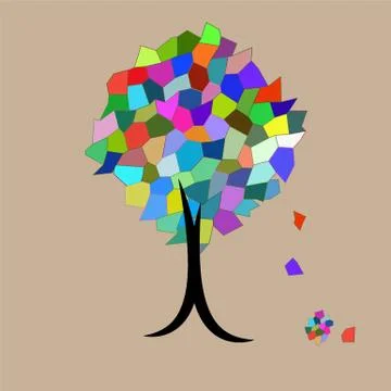 Mosaic Tree falling leaves Illustrazione stock