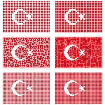 Mosaic Turkey flag set Иллюстрация