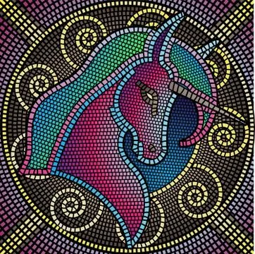 Mosaic unicorn Stock Illustration
