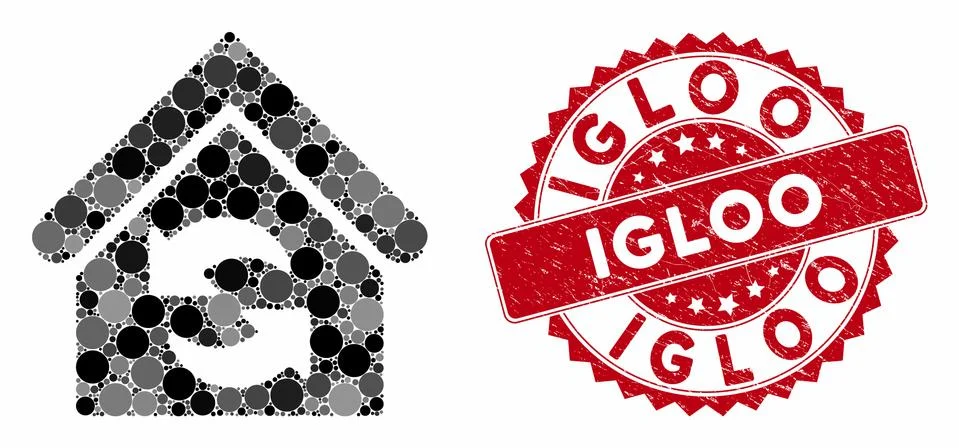 Mosaic Update Building with Textured Igloo Stamp Ilustración de archivo