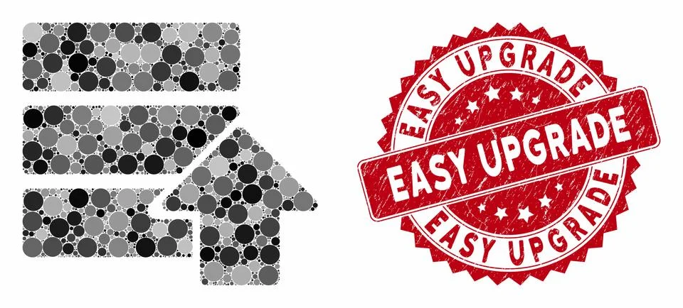 Mosaic Upload Database with Textured Easy Upgrade Stamp 스톡 일러스트