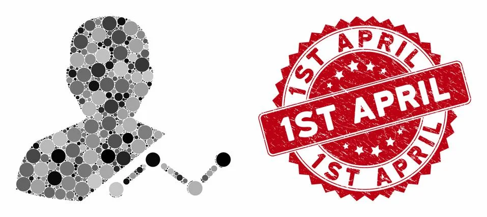 Mosaic User Analytics with Textured 1St April Seal イラスト素材