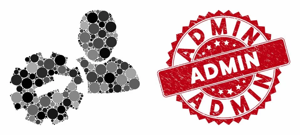 Mosaic User Integration API Gear with Distress Admin Seal Stock Illustration