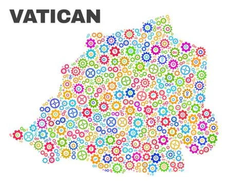 Mosaic Vatican Map of Gear Elements Illustrazione stock