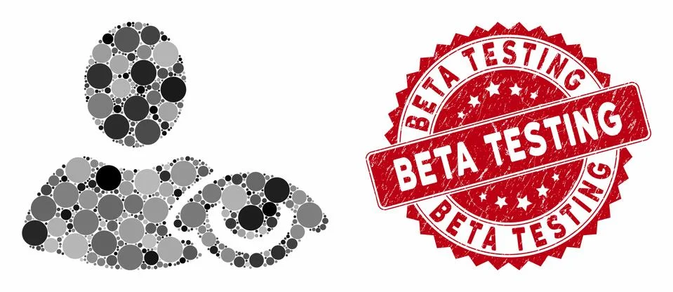Mosaic View with Textured Beta Testing Seal Illustrazione stock