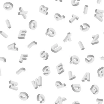 Mosaic of white 3D letters. Vector seamless pattern Ilustración de archivo