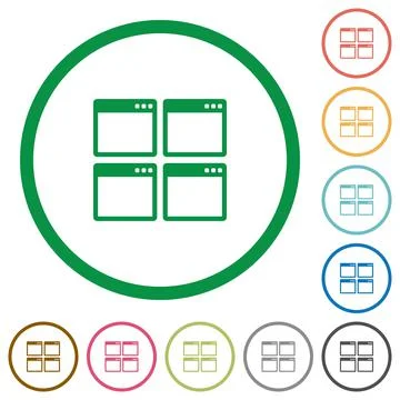 Mosaic window view mode flat icons with outlines 库存插图