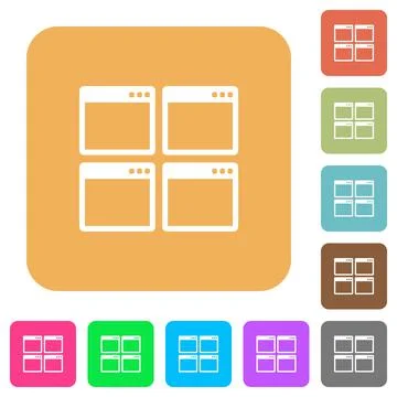 Mosaic window view mode rounded square flat icons イラスト素材