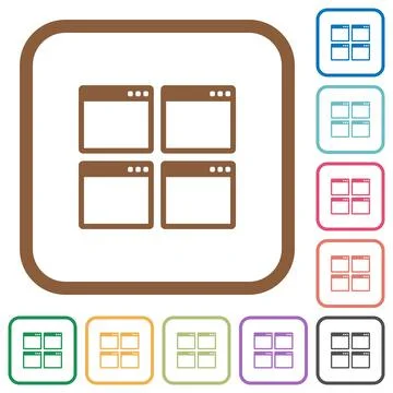 Mosaic window view mode simple icons Stock Illustration